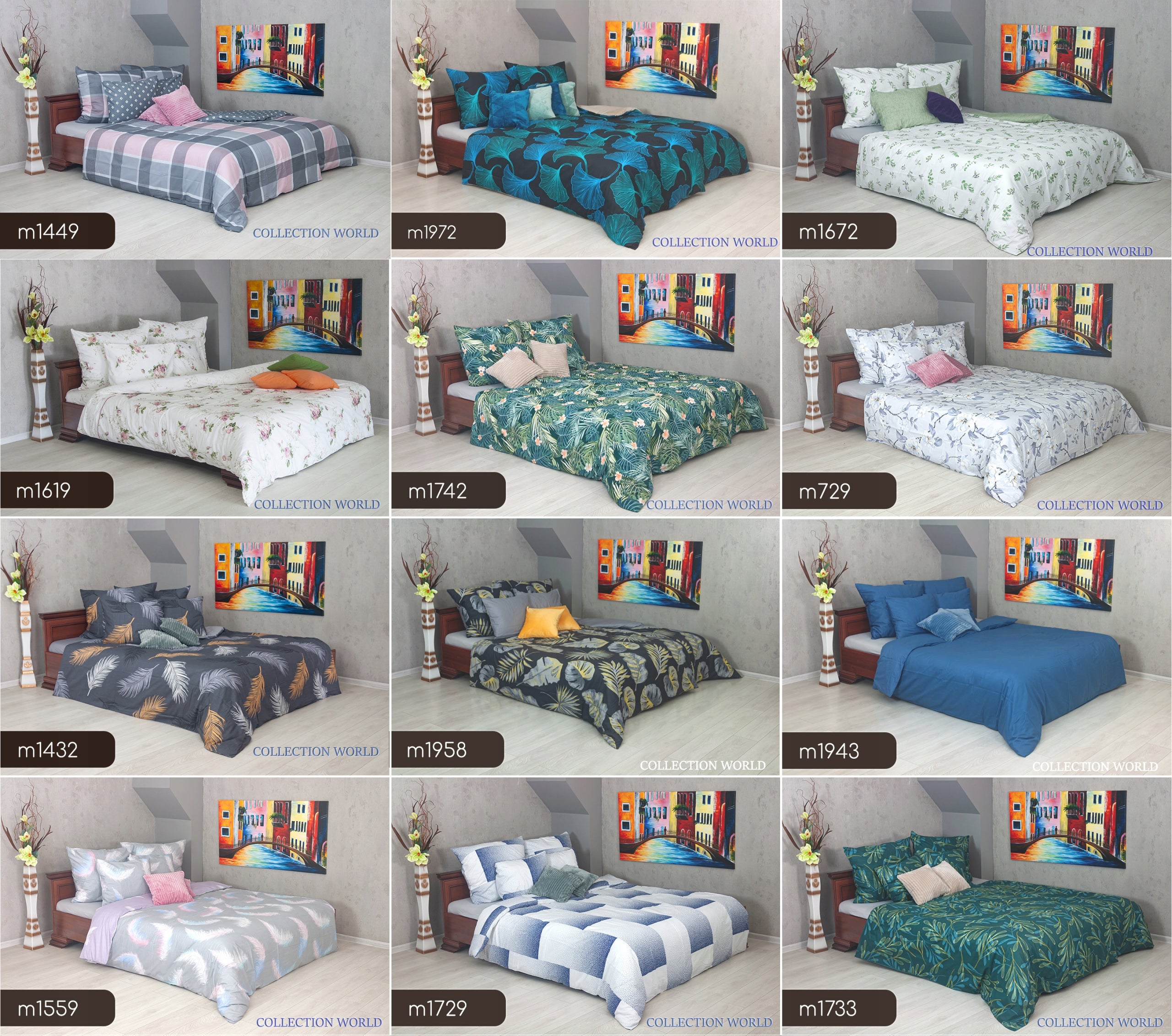 Bedding Collection World 180x200 Cotton Satin NEW DESIGNS Length of comforter cover 200 cm