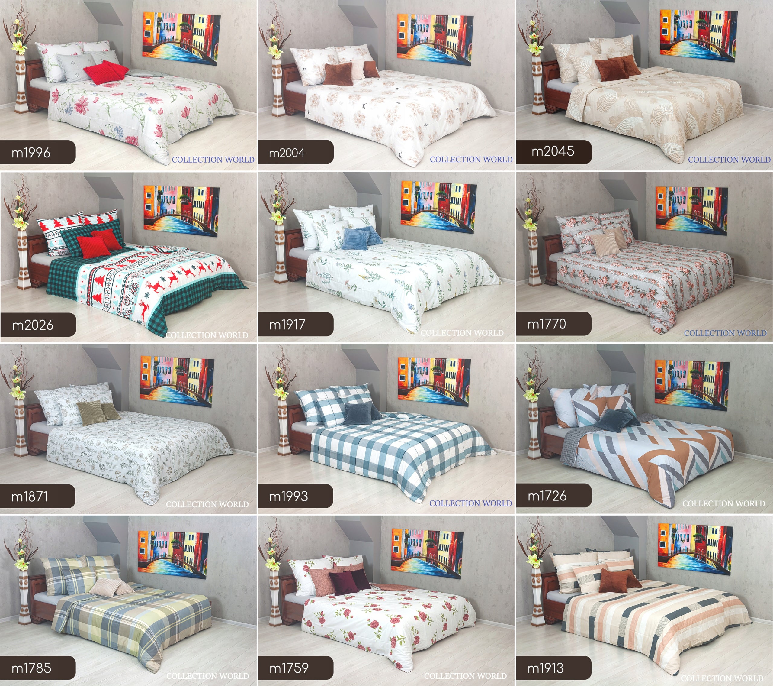 Bedding Collection World 200x220 Cotton Satin NEW DESIGNS freebie Elway Comforter cover width 200 cm