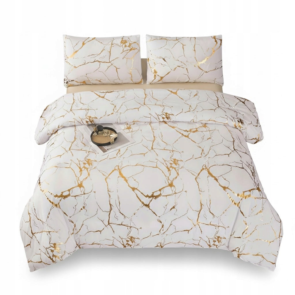 Bedding Marble White Gold Application 160x200 Set Marble