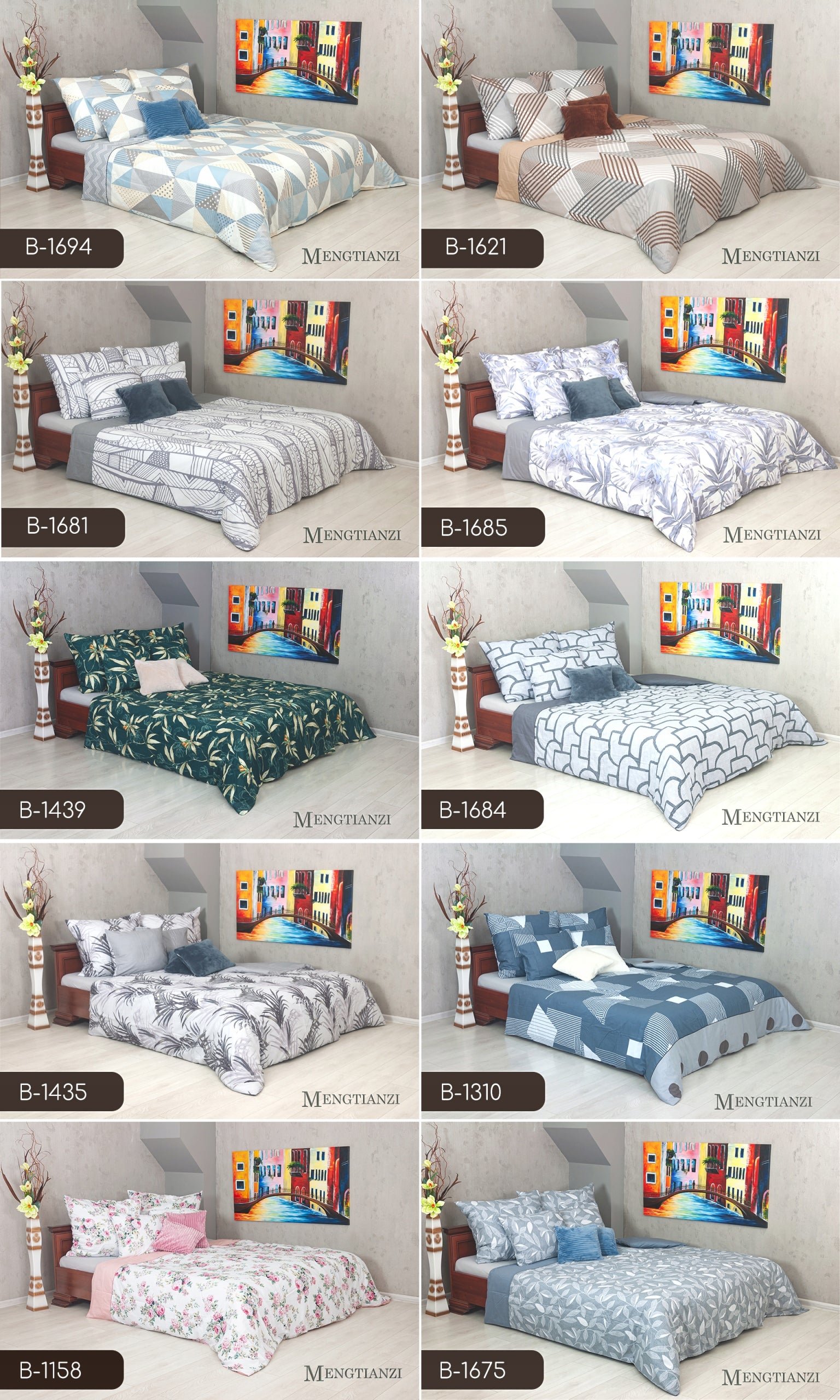 Bedding Mengtianzi 200x220 Cotton Satin NEW PATTERNS freebie Elway Brand Elway