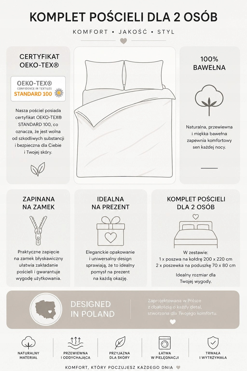 Bedding Set 220x200cm Cotton Poland 100% Cotton Bird Patterns Brand no brand