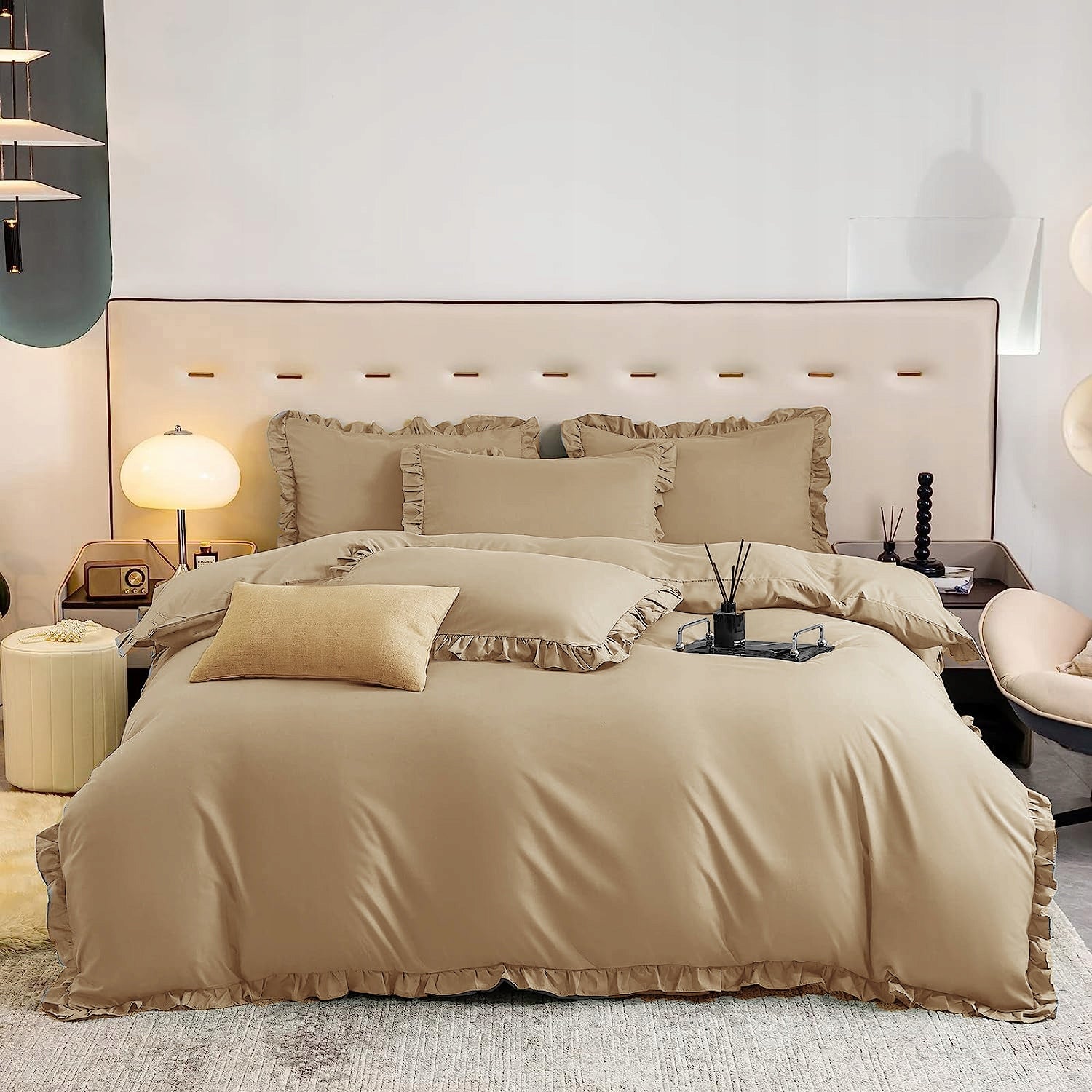 Bedding Set with Falbanka 200x220 Walnut Bedroom Elegant Premium Manufacturer code PO-KL-2-2A