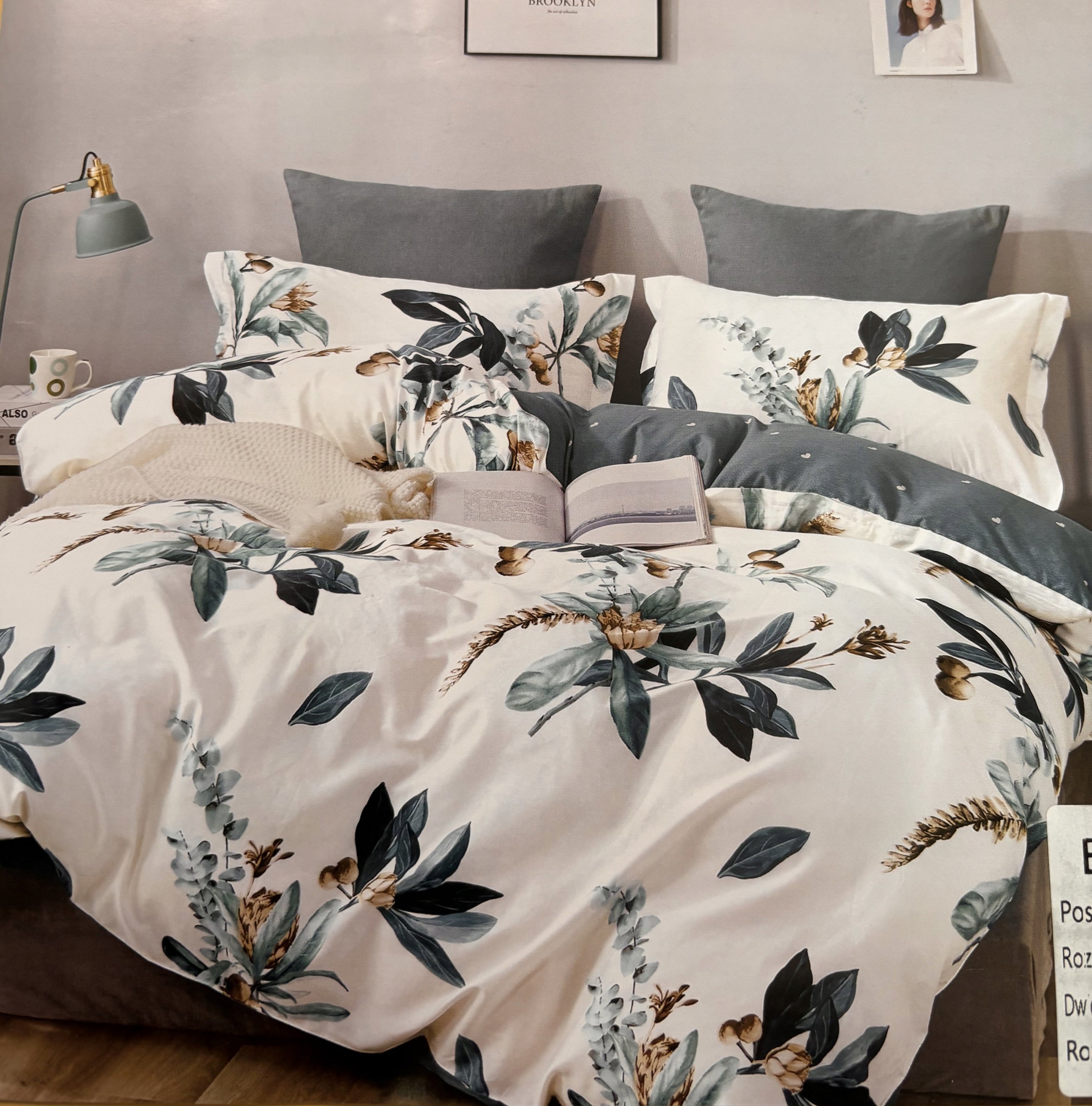 Bedding set 100% cotton Mengtianzi B-1179 white with flowers 160x200 3el