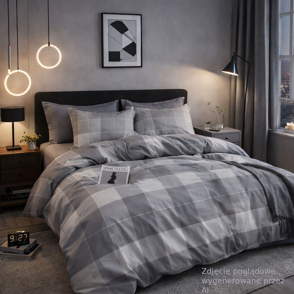 Bedding set 100% cotton Mengtianzi B-1695 grating blue 200x220 3el Packaging status original
