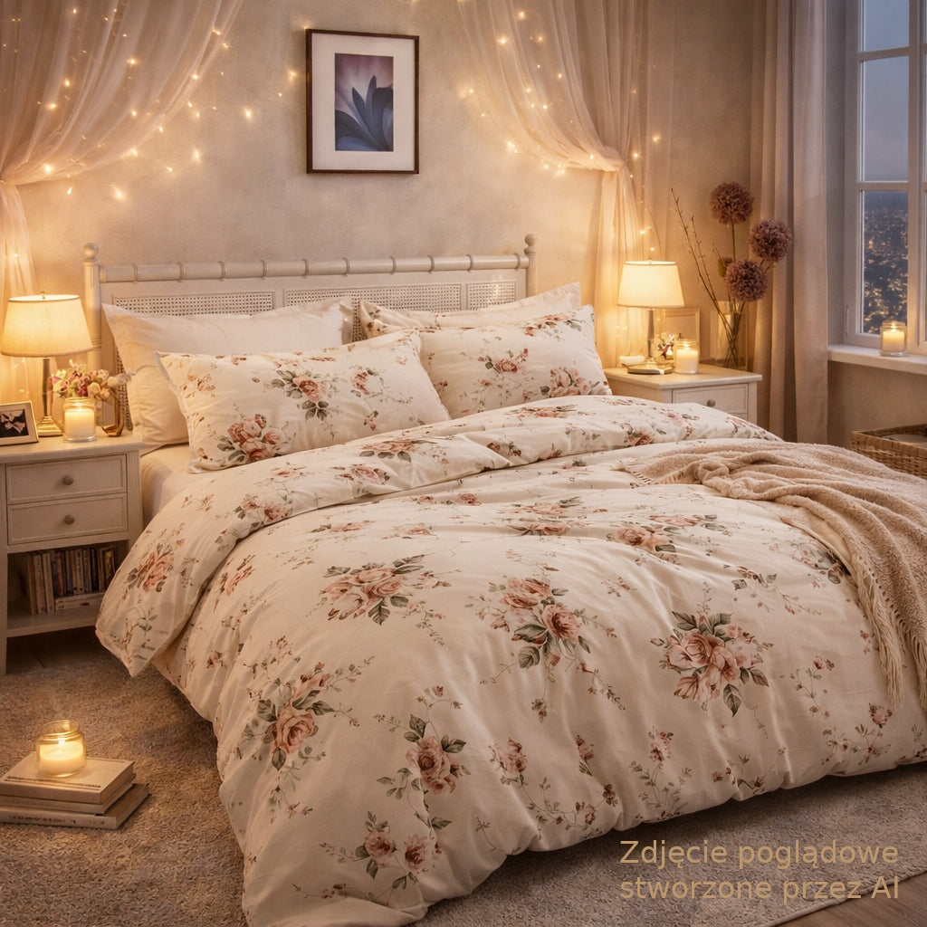 Bedding set 100% cotton Mengtianzi B-230 white with flowers 200x220 3el Packaging status original