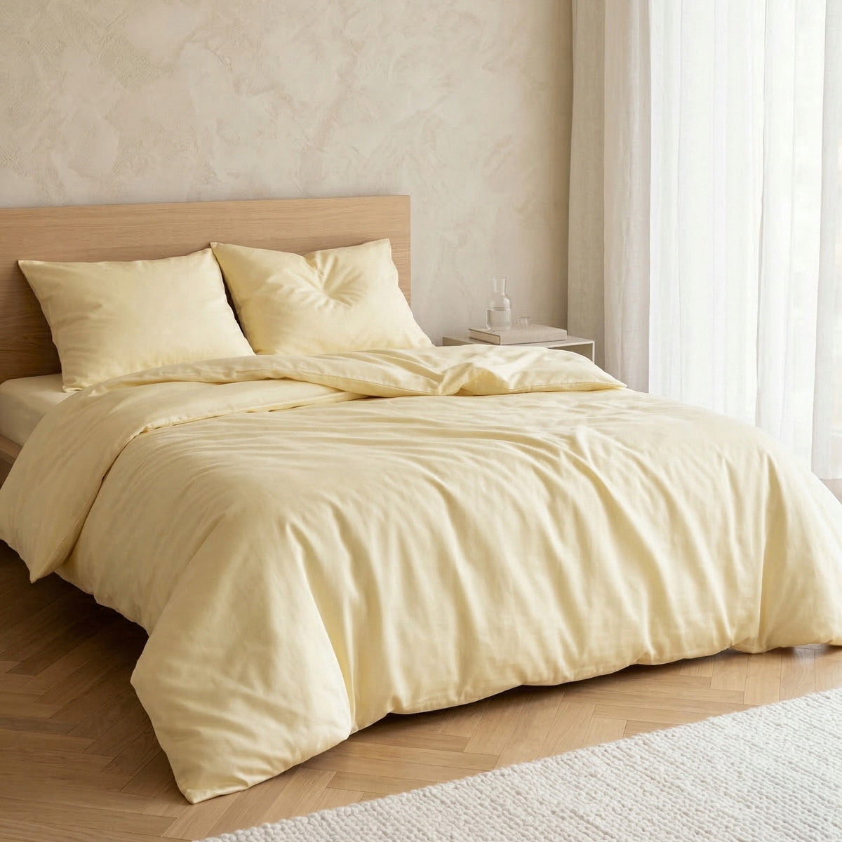 Bedding set 140x200 bedding AVELIA satin smooth yellow butter HOMLA Packaging status original
