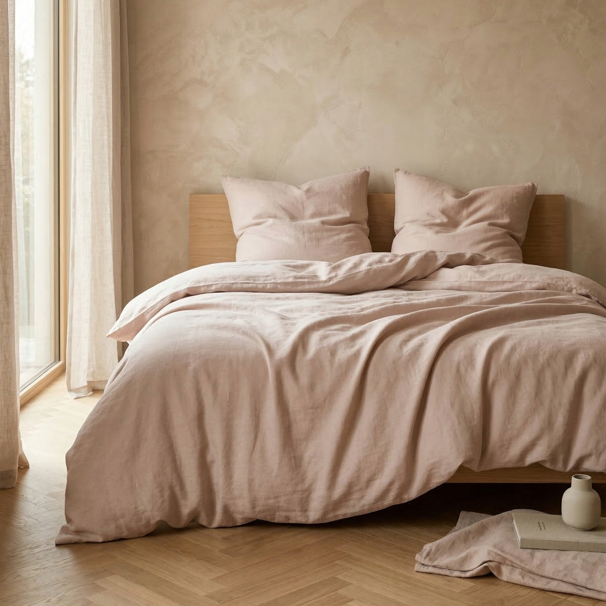Bedding set 160x200 bedding AVELIA satin smooth beige boho HOMLA Comforter cover width 160 cm