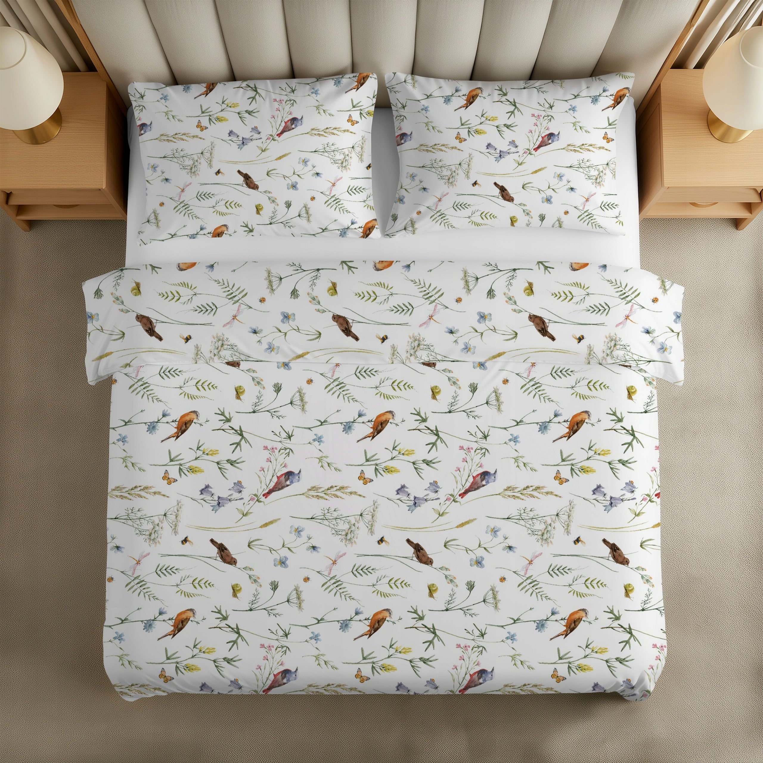 Bedding set 160x200 cm Cotton patterns double-sided birds Brand no brand