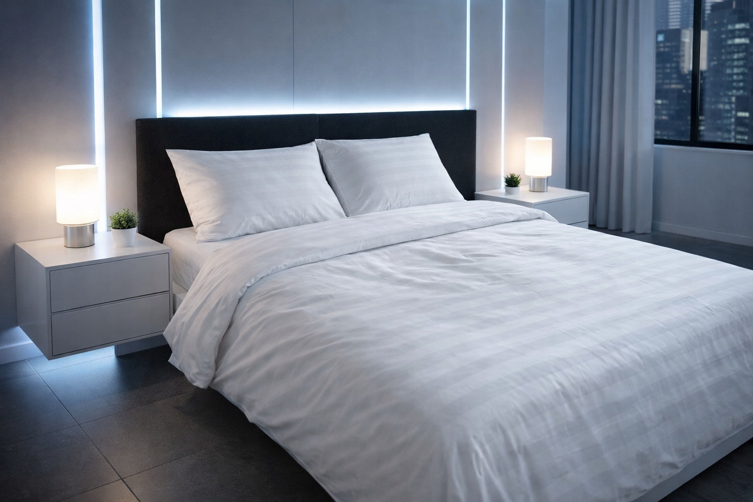 Bedding set 200×220 cm 4-piece cotton satin + sheet