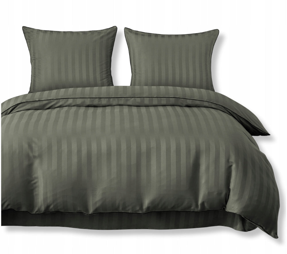 Bedding set 220x200 Grey Adamaszek Belts with Ribbon Elegant