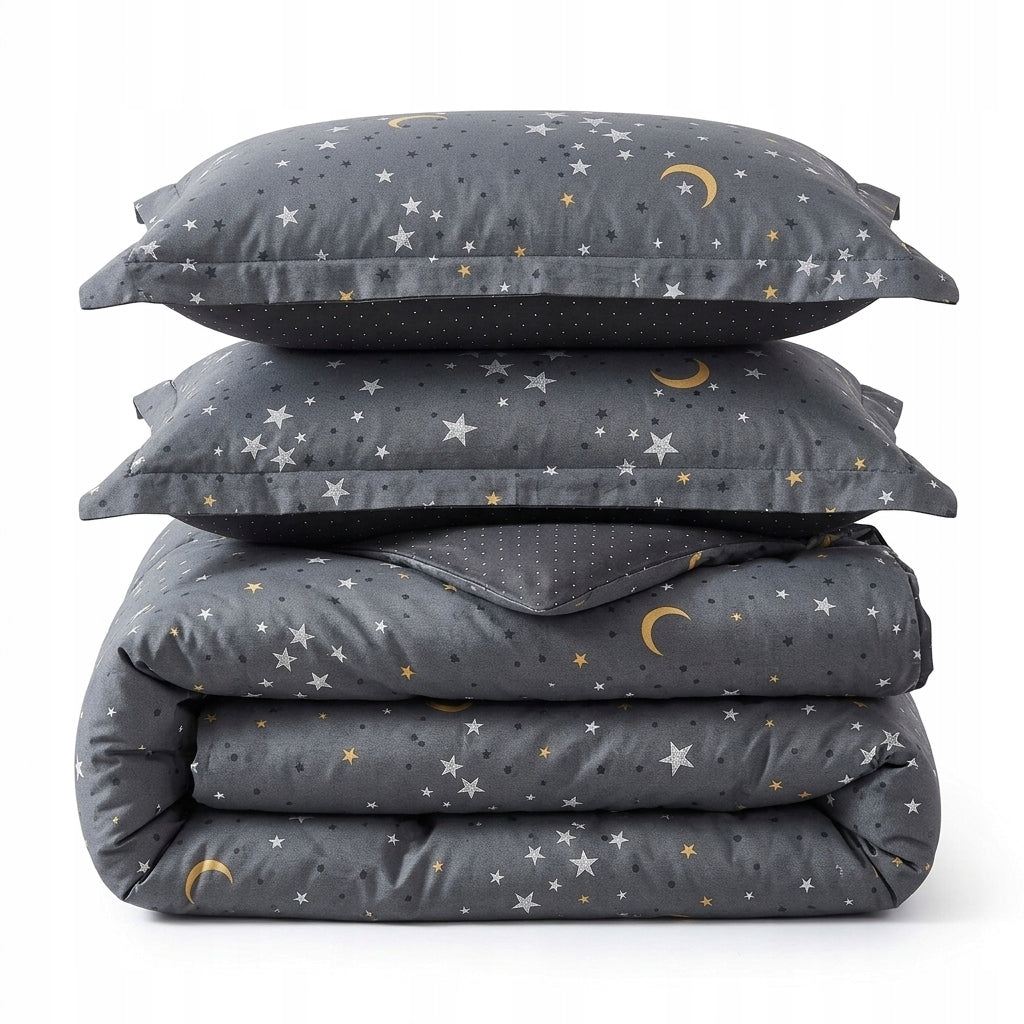 Bedding set 3-cz 160x200 + 2*70x80 cotton grey stars moon night Manufacturer code LAND4 3160 AB 1190