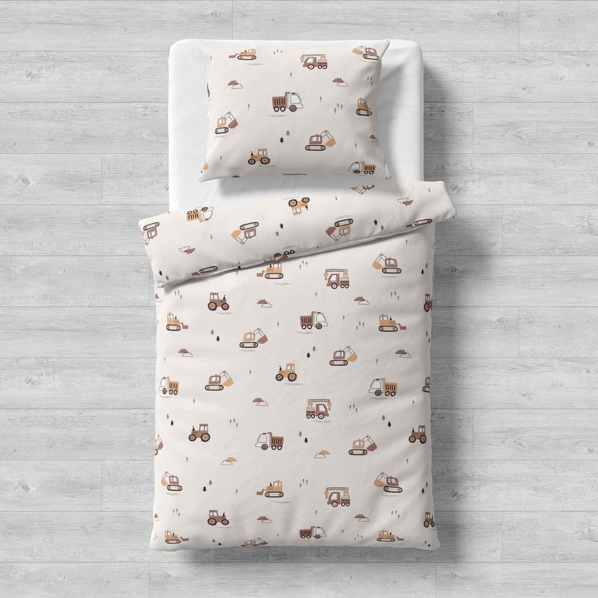 Bedding set Cotton 140x200 Pattern: Excavators beige Brand no brand