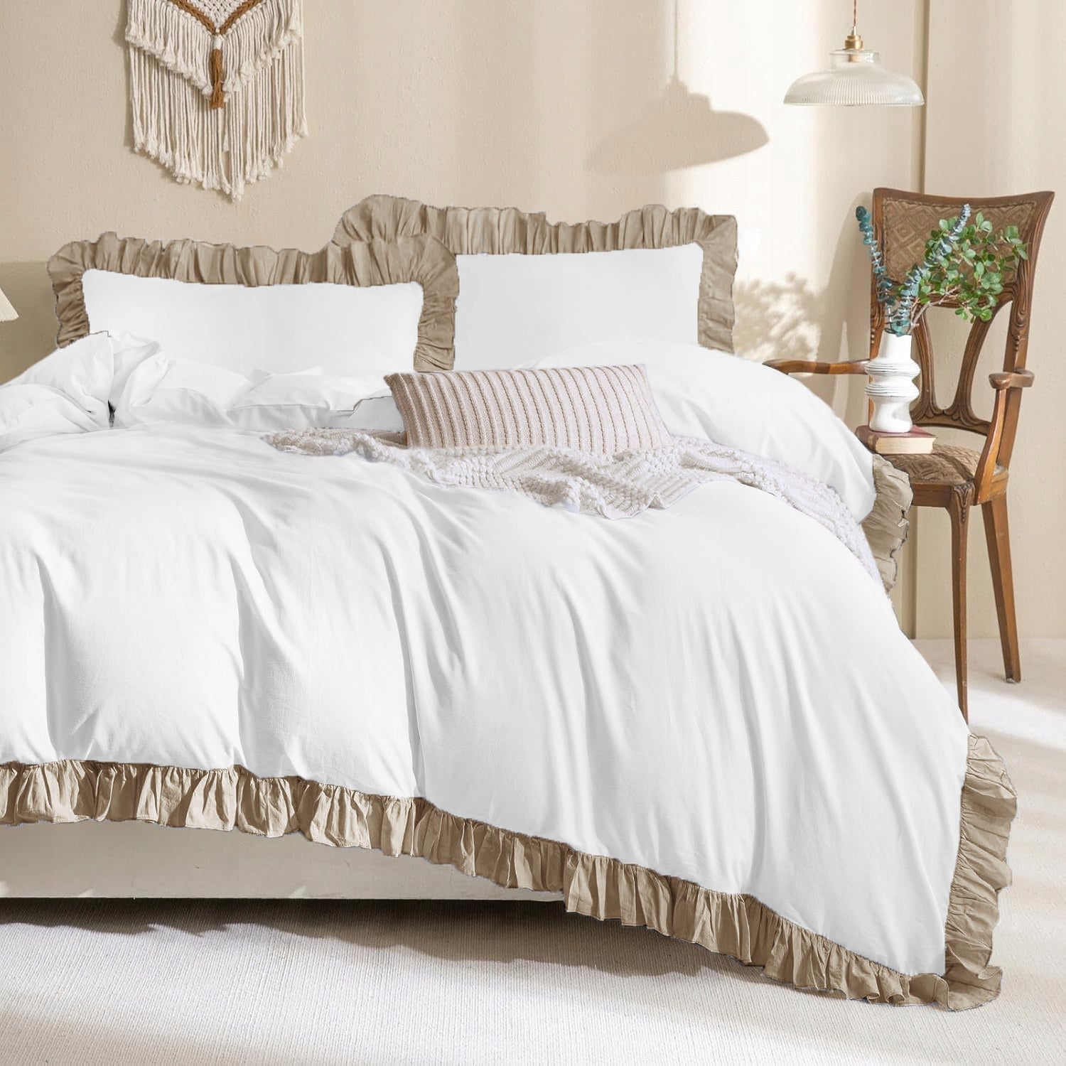 Bedding with Falbanka 200x220 White and Walnut Bedroom Elegant Premium Packaging status original