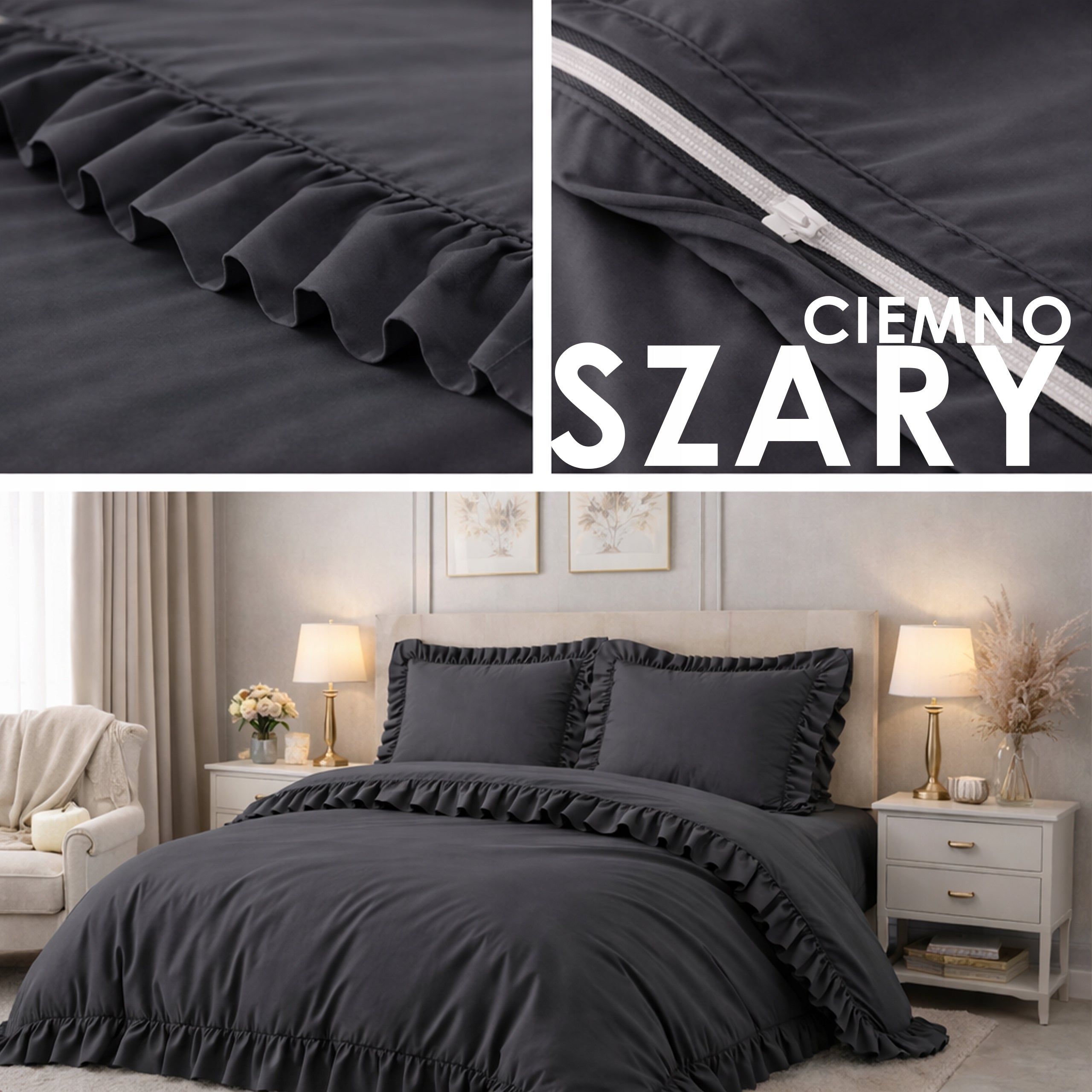 Bedding with frill 200x220 +2 pillowcases PREMIUM bedding set cozy Material microfiber