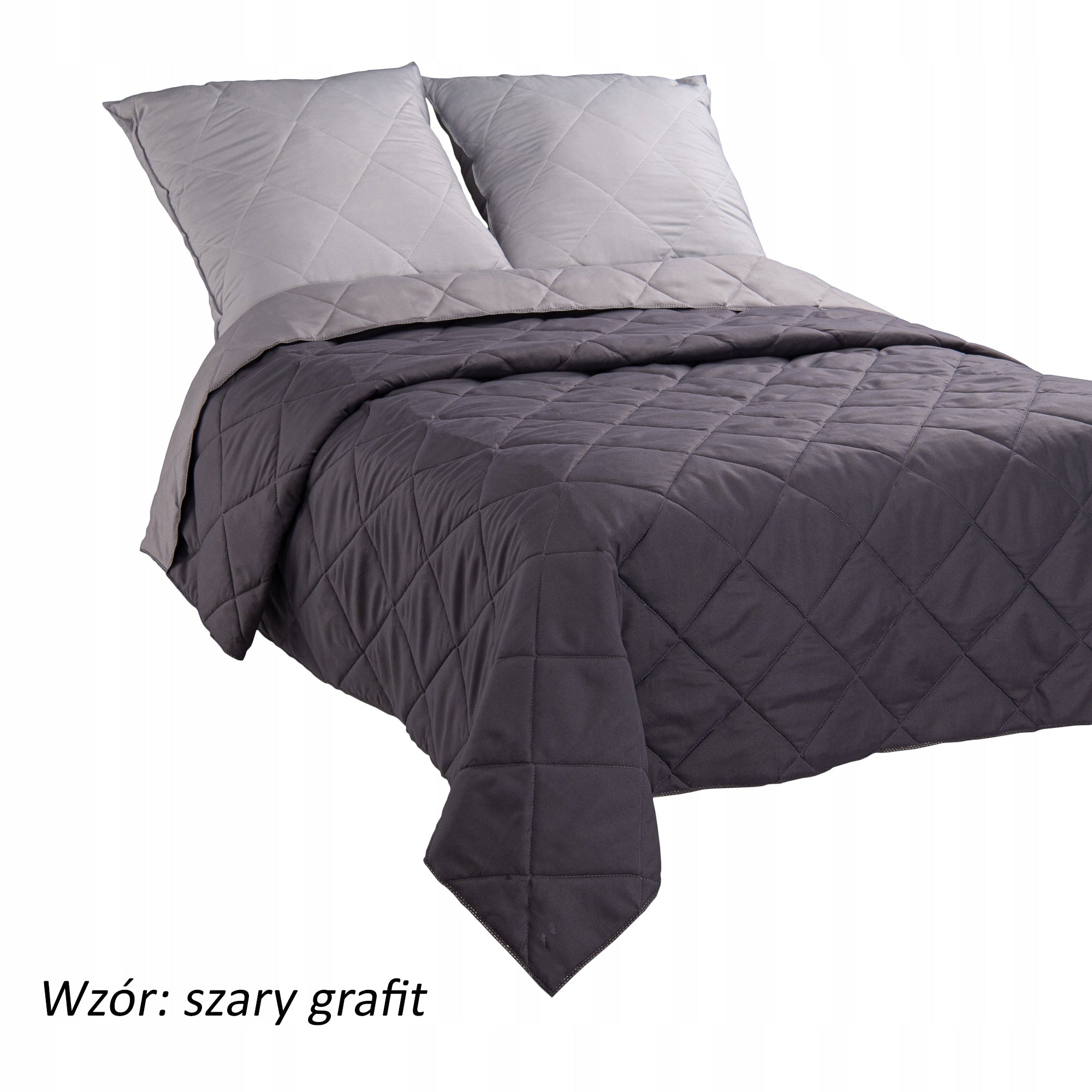 Bedspread 140x200 QUILTED DOUBLE-SIDED Kapa plaid Grey with graphite Brand Polskie Tkaniny