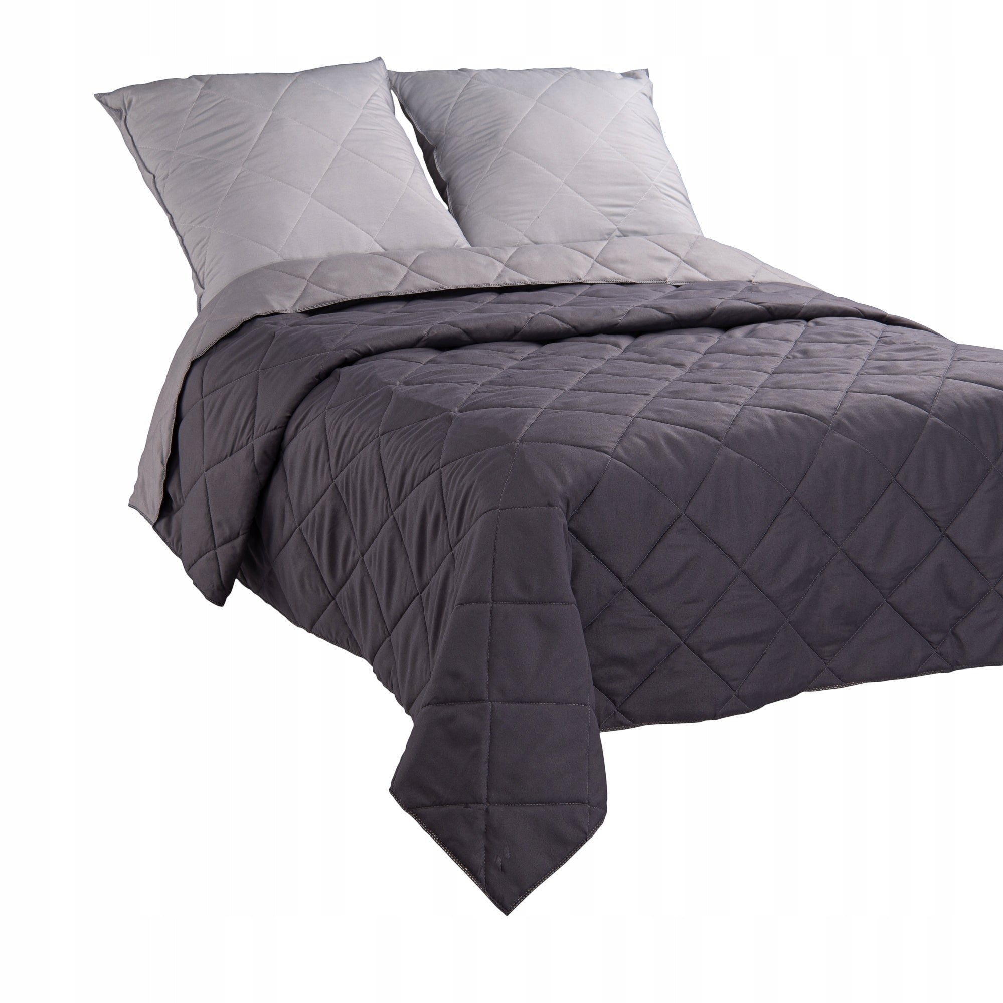 Bedspread 140x200 QUILTED DOUBLE-SIDED Kapa plaid Grey with graphite
