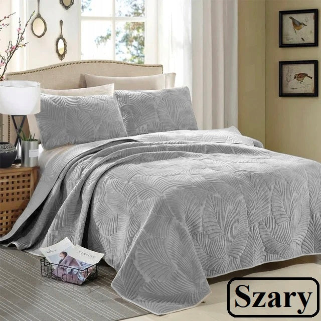 Bedspread 160x200 Quilted Velour Velvet Colors Pattern LEAVES Manufacturer code Narzuta na Łóżko Do Sypialni Pikowanie