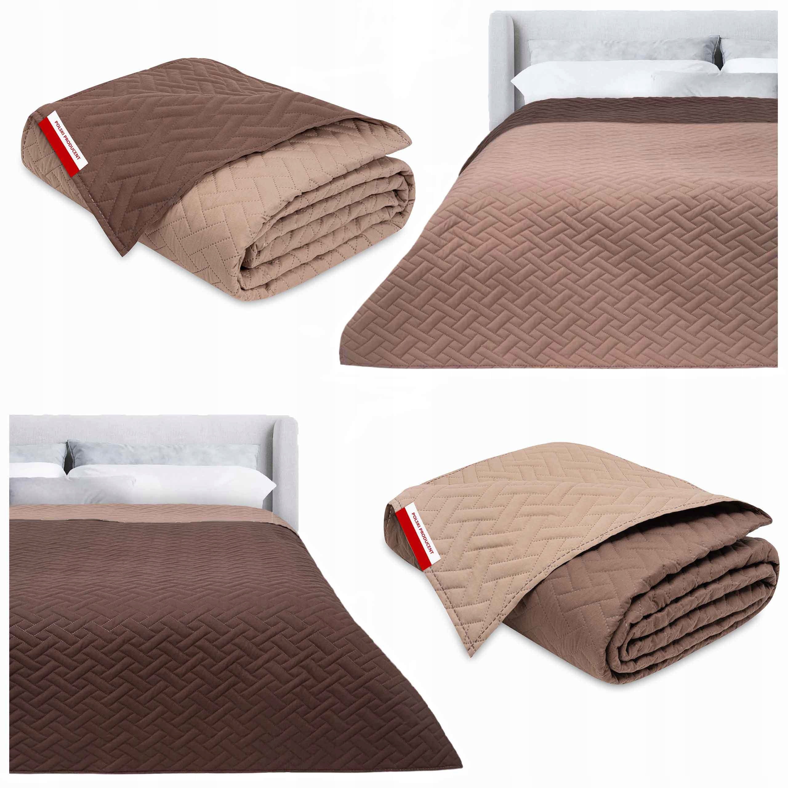 Bedspread 200x220 Double Sided Quilted For Gift Beige Brown