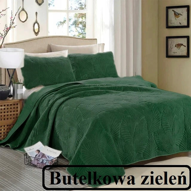 Bedspread 200x220 Quilted Velour Velvet Colors Pattern LEAVES Packaging status original