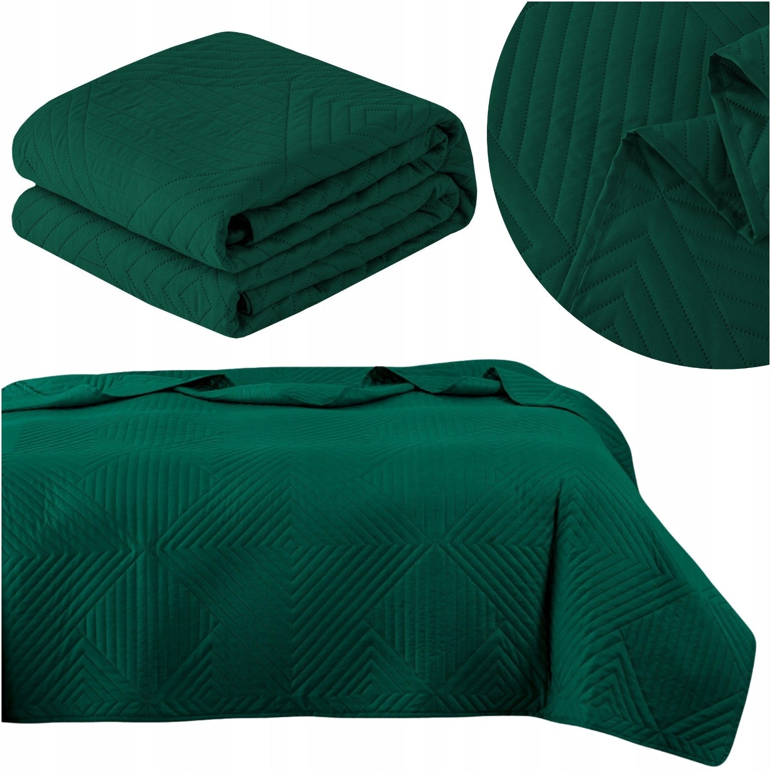 Bedspread 220x240 QUILTED embossed microfiber cap Zeynep green