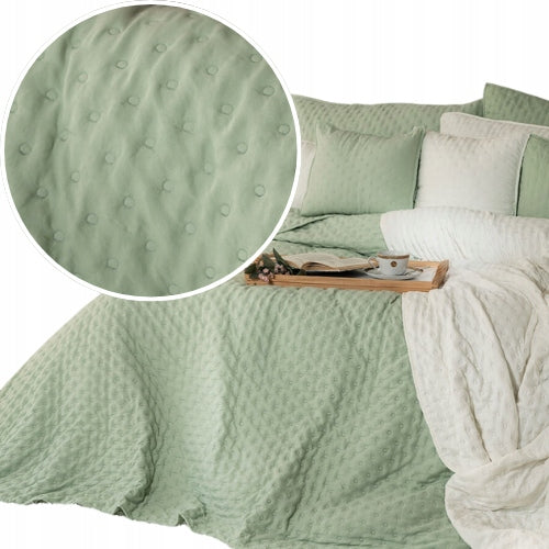 Bedspread 220x240 green quilted with wheels cap for couch plaid