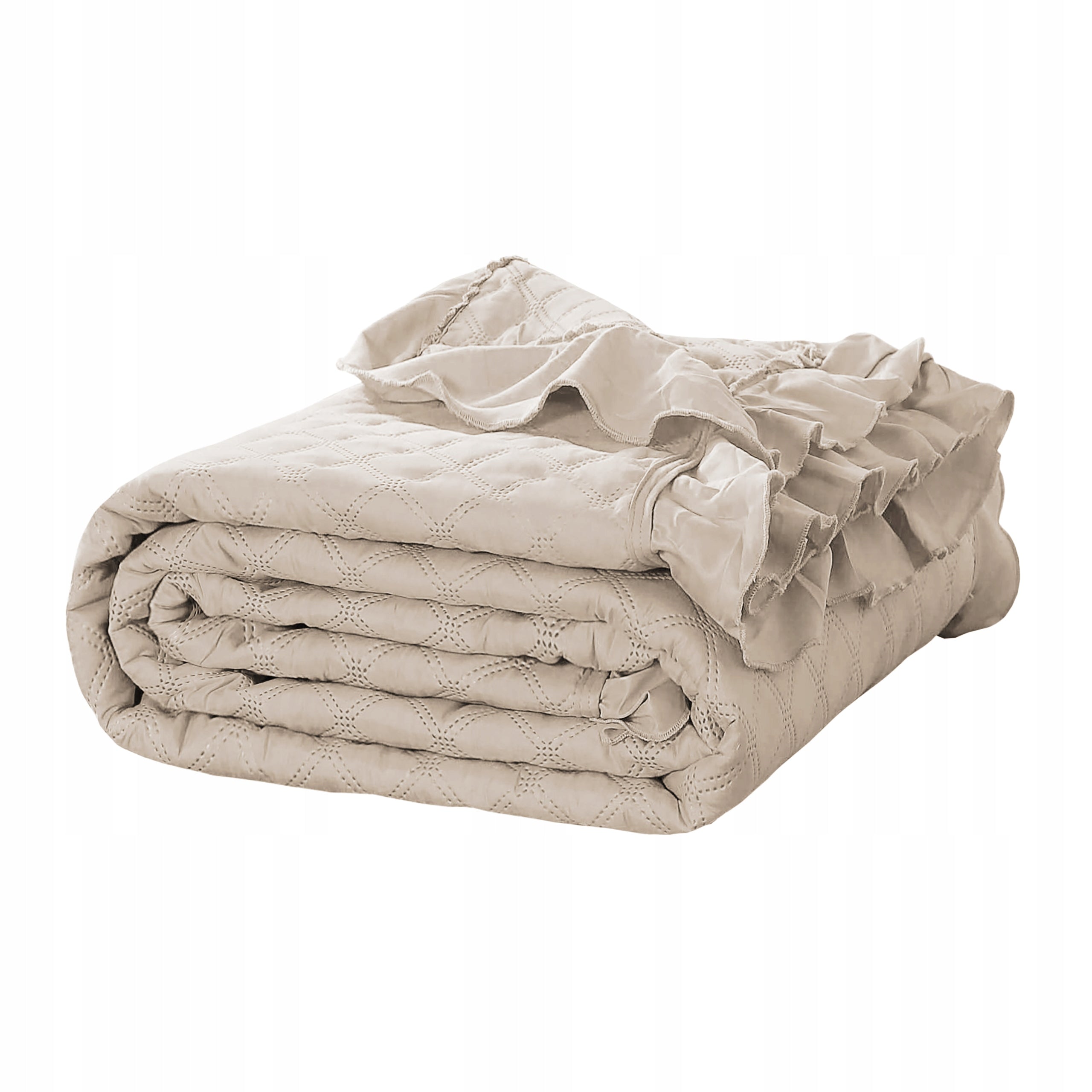 Bedspread beige 220x240 cm beige RUFFY frill stylish