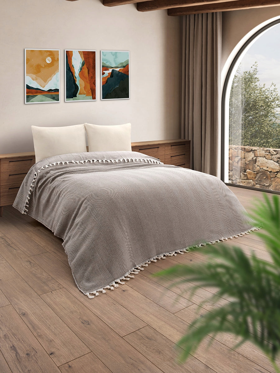 Bedspread couch beach picnic cotton 180x200 MIREN brown Manufacturer code 3947