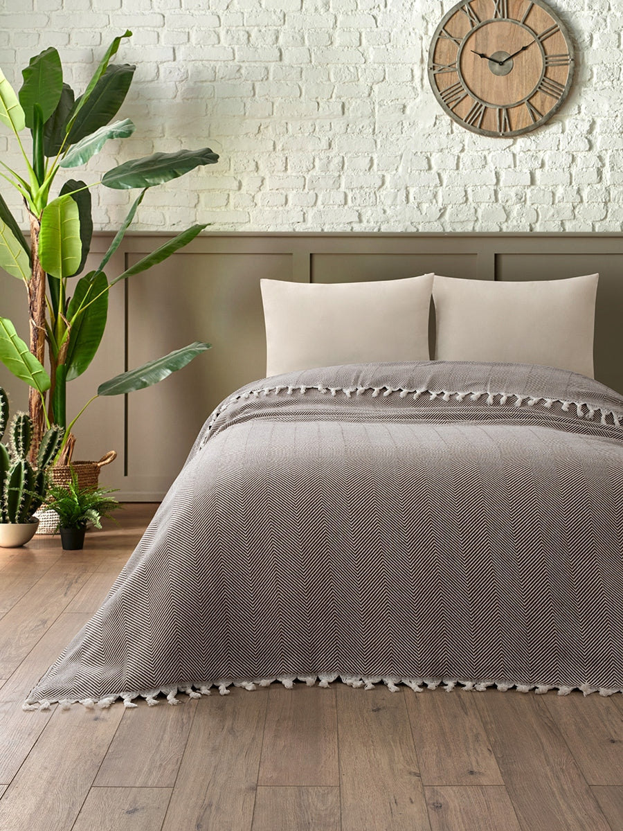 Bedspread couch beach picnic cotton 180x200 MIREN brown Packaging status original