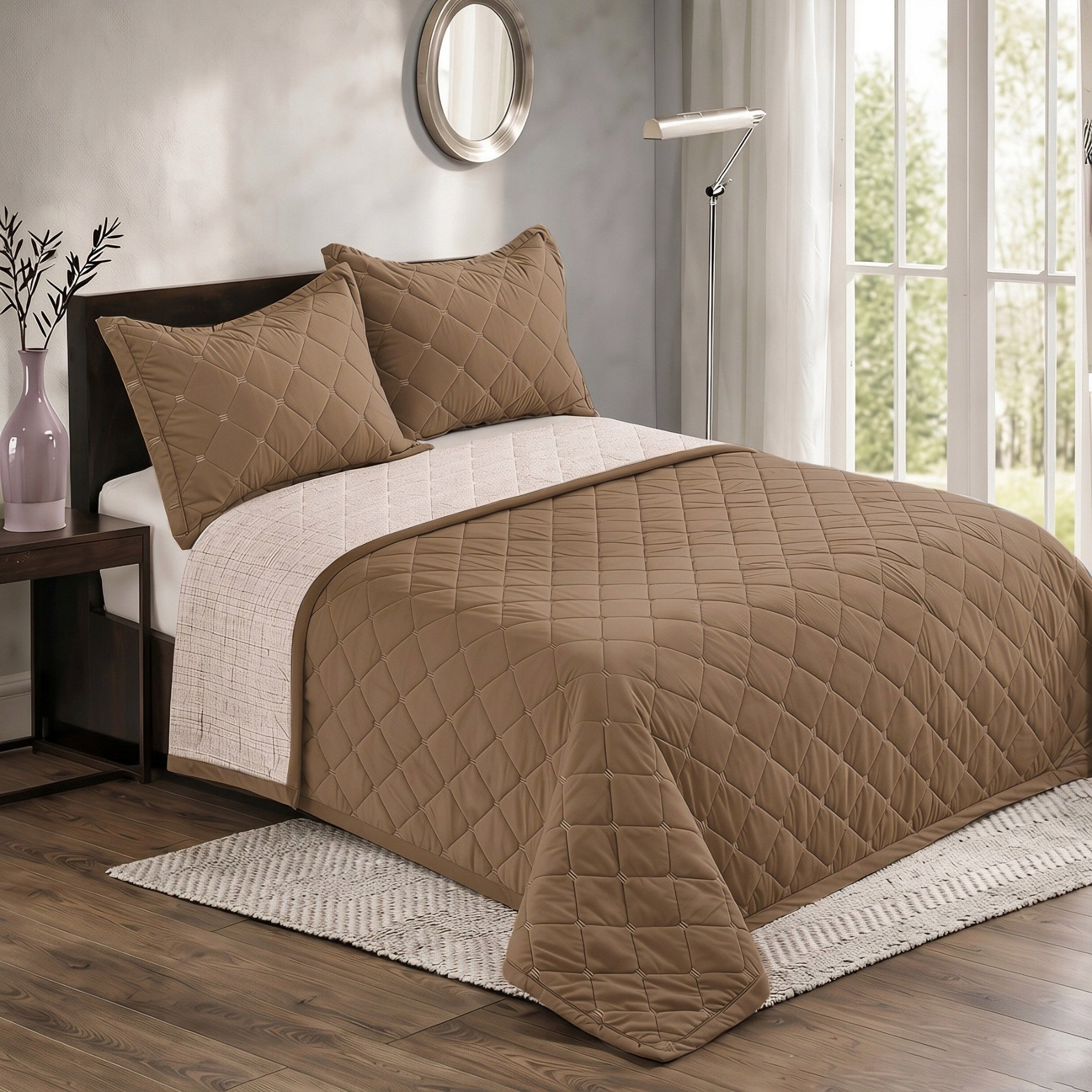 Bedspread sofa bed 160×200 cm quilted brown Packaging status original