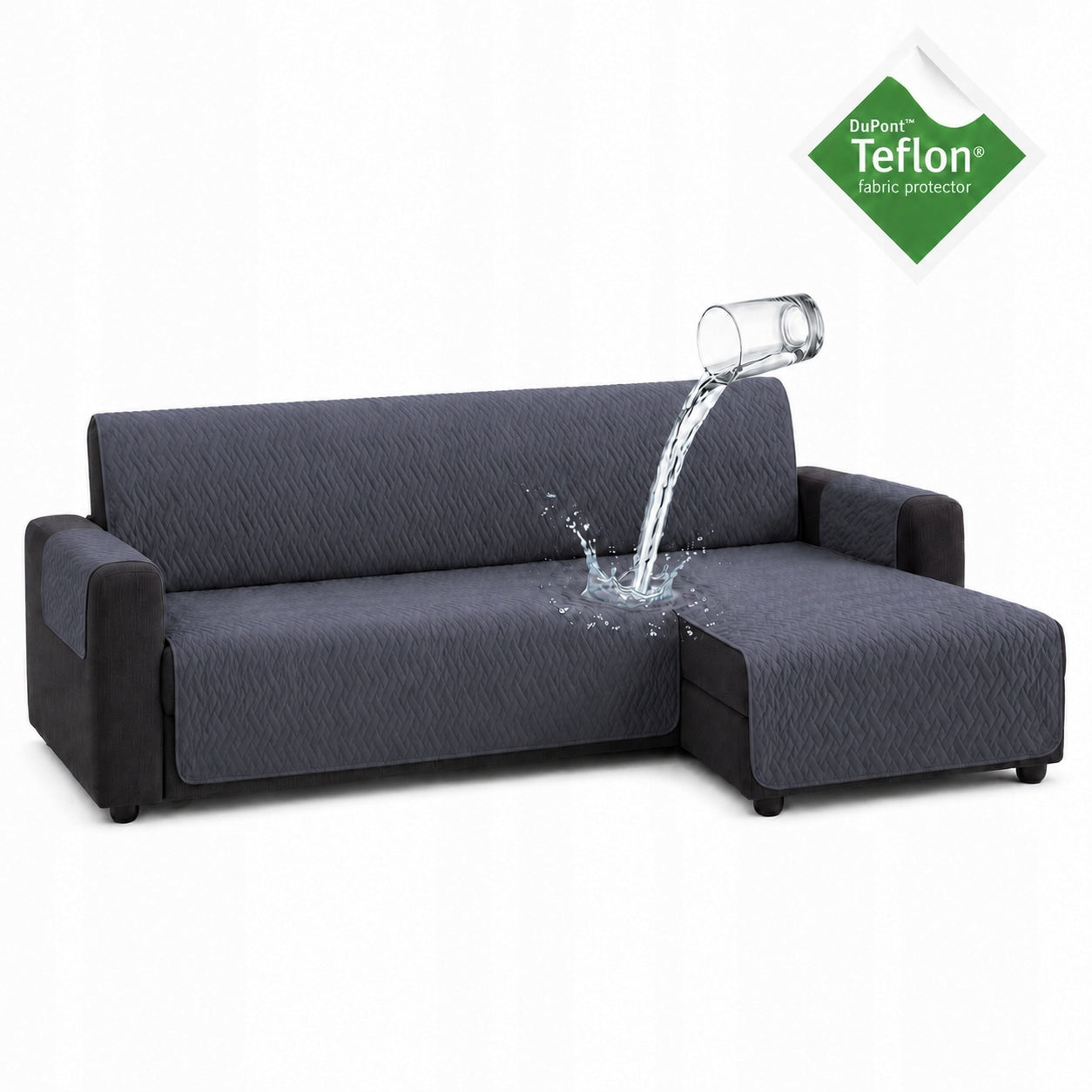 Bedspread waterproof for couch corner protector Teflon grey 200 cm right