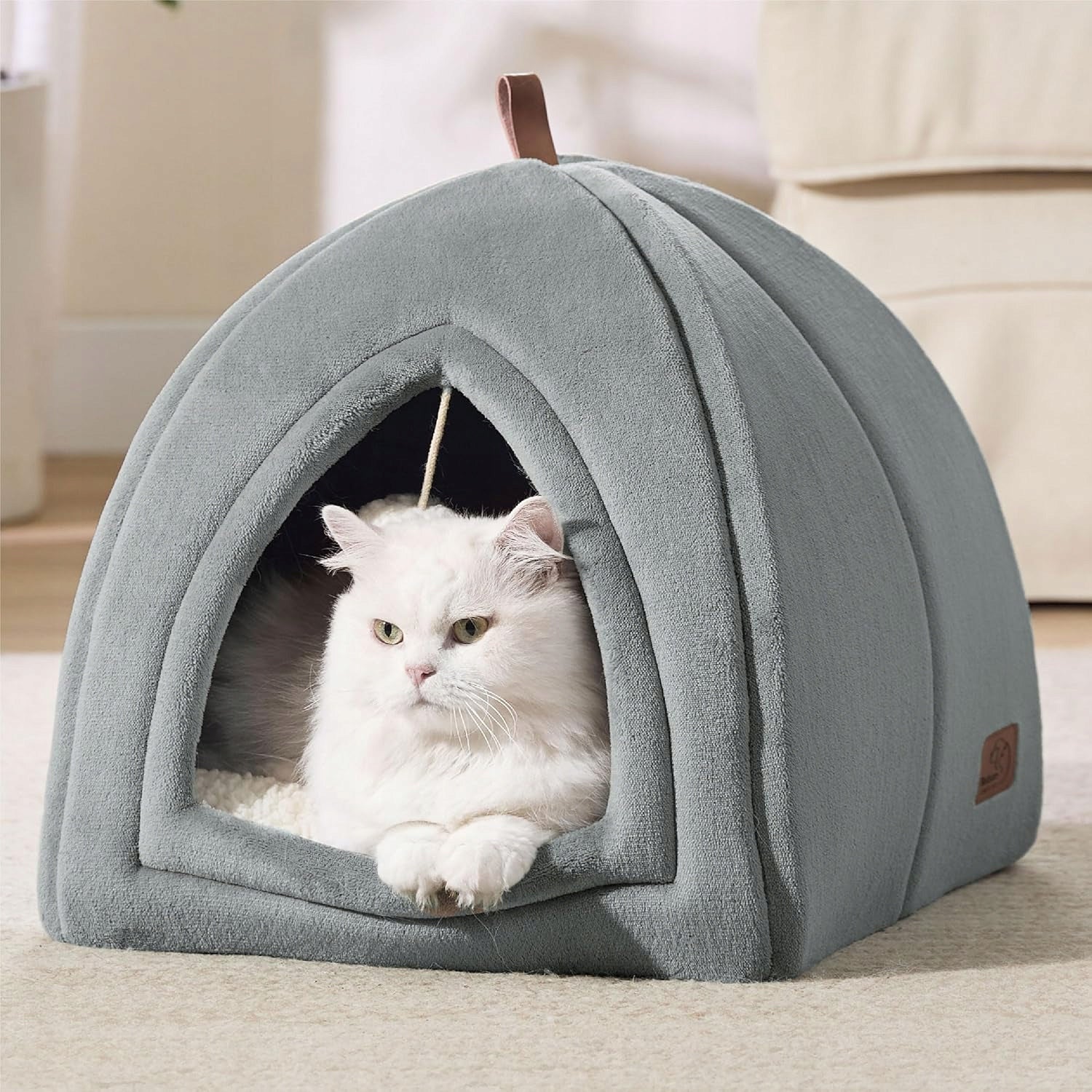 Bedsure Cat Bed Igloo 40x40x40 cm Booth Folding House Grey Kind cat house