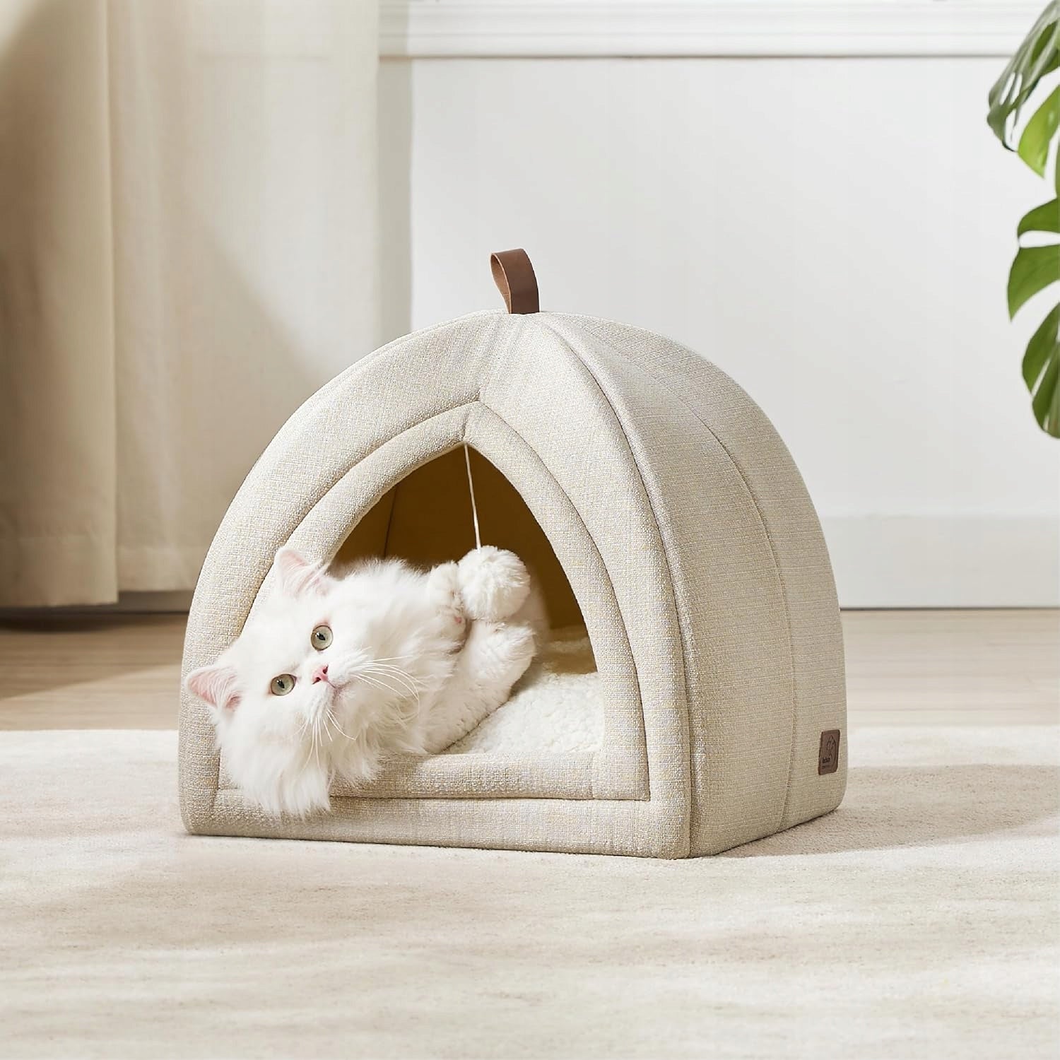 Bedsure Cat Bed Igloo 40x40x40 cm Cave Beige Folding Brand Bedsure