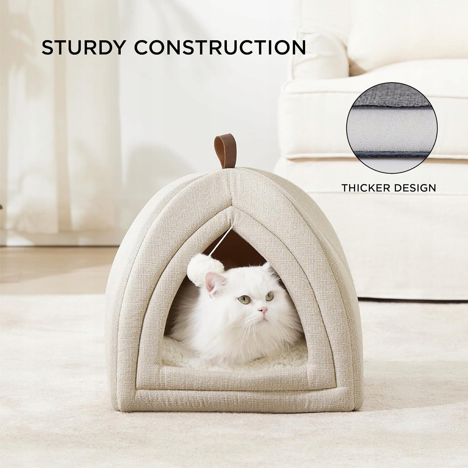 Bedsure Cat Bed Igloo 40x40x40 cm Cave Beige Folding Manufacturer code HJ9L