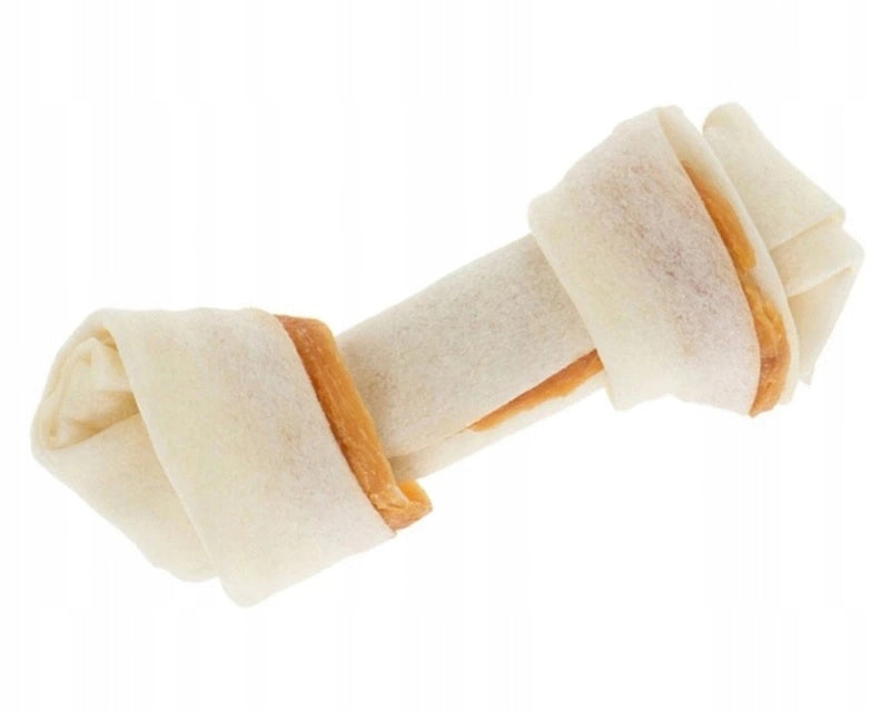 Beef Leather Bonded Bone 10x7cm Meat Chicken Dog Teether Treat