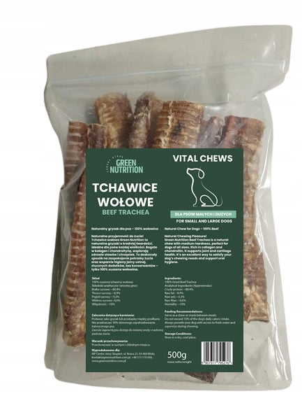 Beef Trachea for Dog Natural Teether 100% Beef Green Nutrition 500g Volume 1 ml