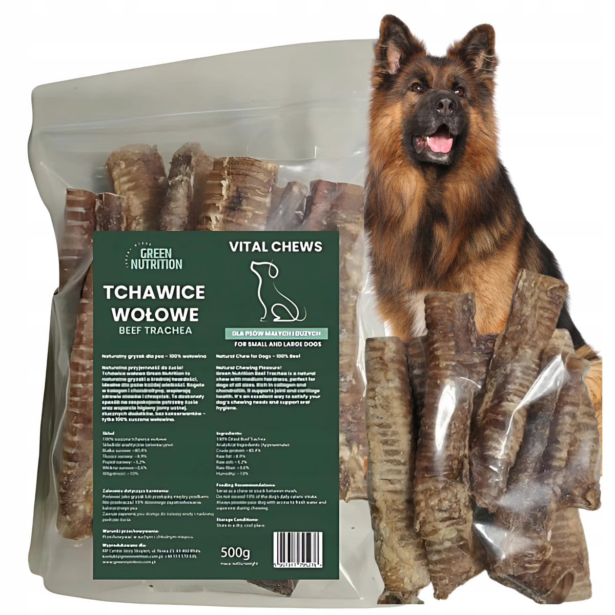 Beef Trachea for Dog Natural Teether 100% Beef Green Nutrition 500g