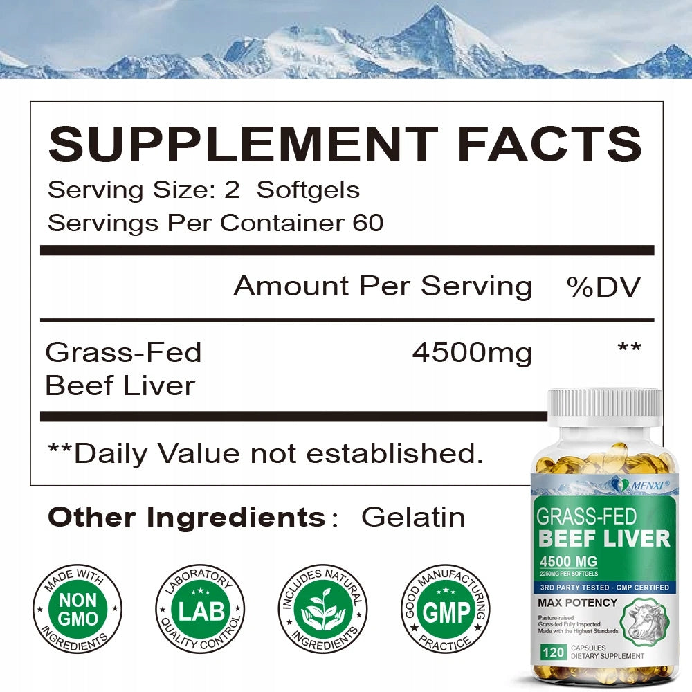 Beef liver capsules (grass grazing) 4500 mg – Maximum strength, support Expiration date at least 1 year from the date of purchase
