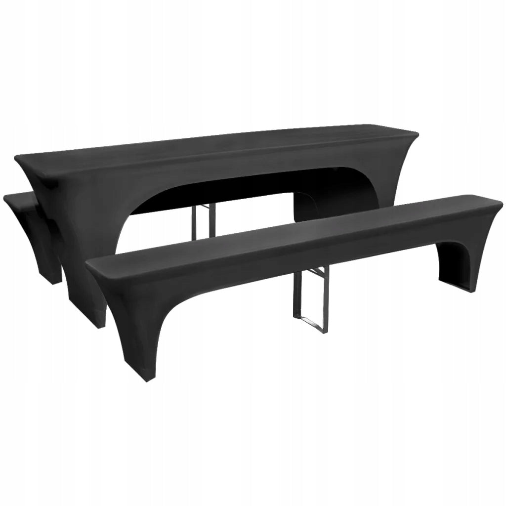 Beer Table and Bench Cover Set, Elastane/Polyester, Grey Antrac