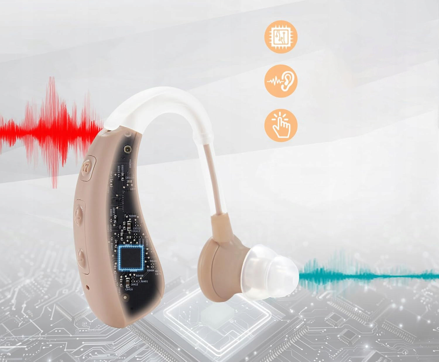 Behind-the-ear digital rechargeable hearing aid WEIYII VHP-1030 modes adjustment Manufacturer code B0DLG8L2M8-U