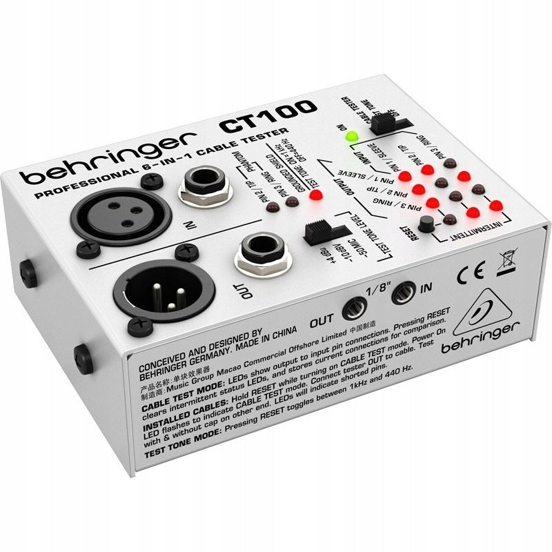 Behringer CABLE TESTER CT100 Power supply batteries