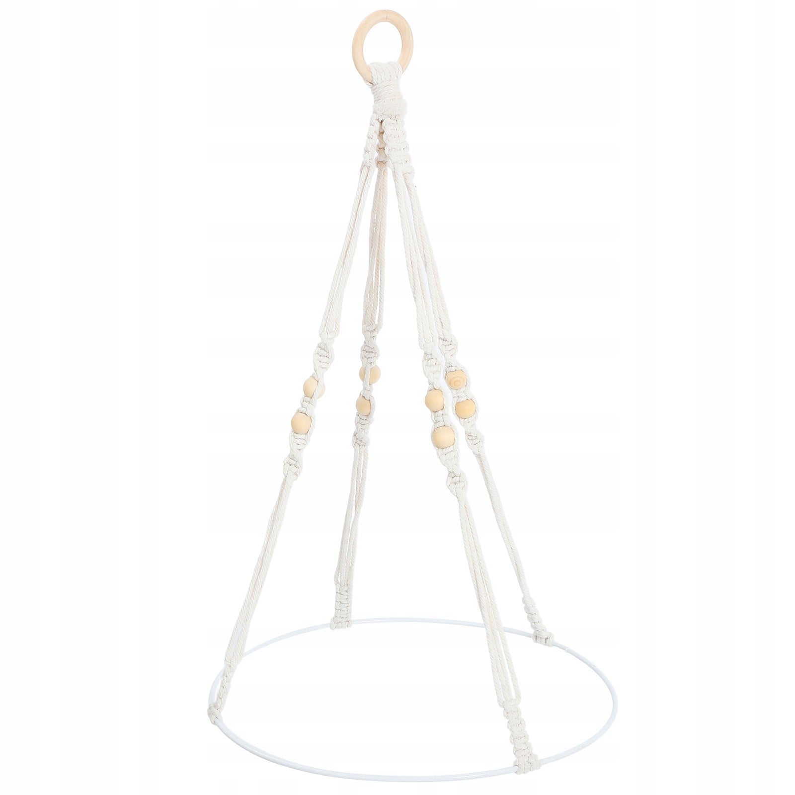 Beige Cotton Rope Hanging Plant and Spice Drying Rack with Bohemian Style Kind Stationary