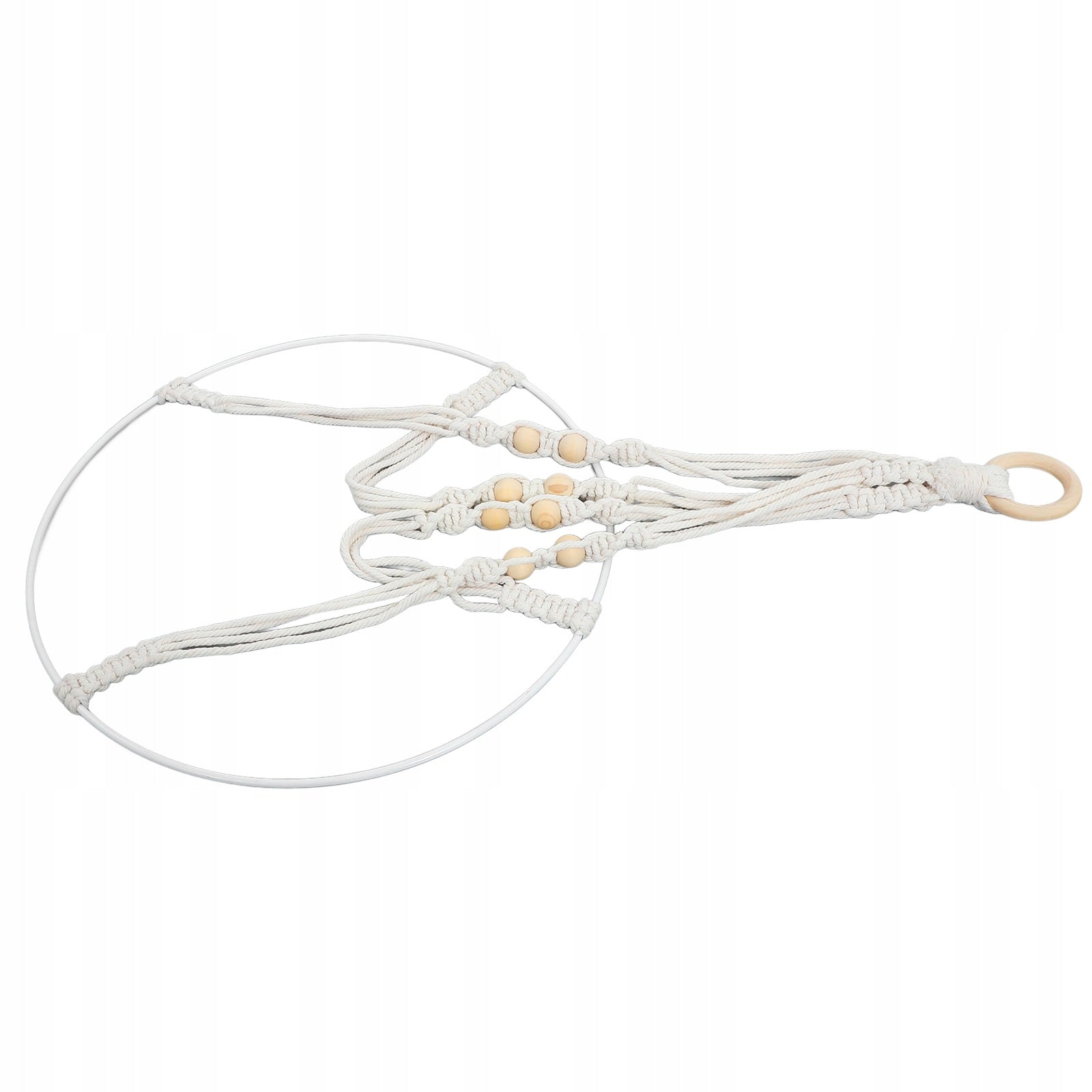 Beige Cotton Rope Hanging Plant and Spice Drying Rack with Bohemian Style