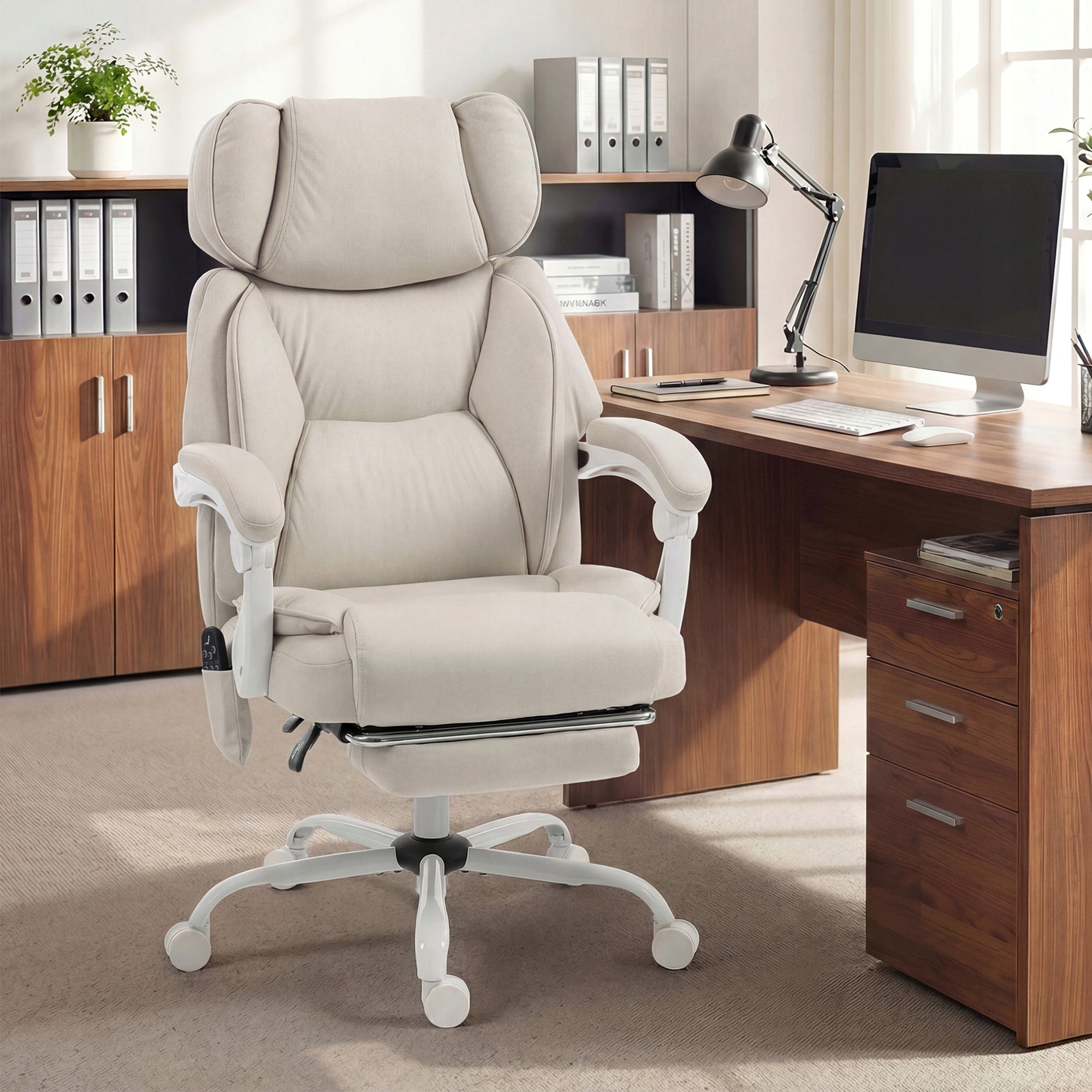 Beige Swivel Armchair Brand Homcom