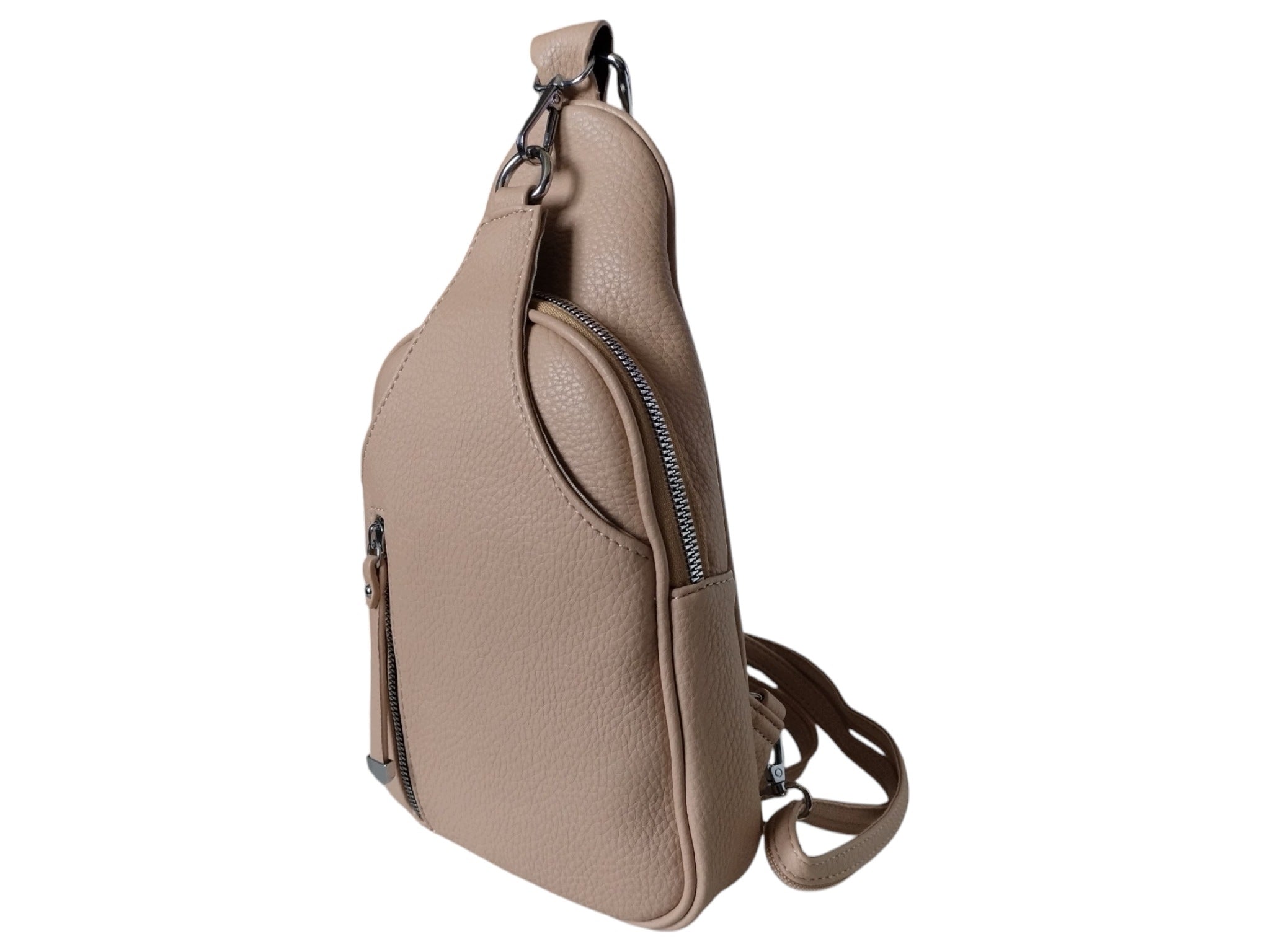 Beige Women's Shoulder Backpack, Women's Bag, Small Urban, Eco Leather Brand no brand