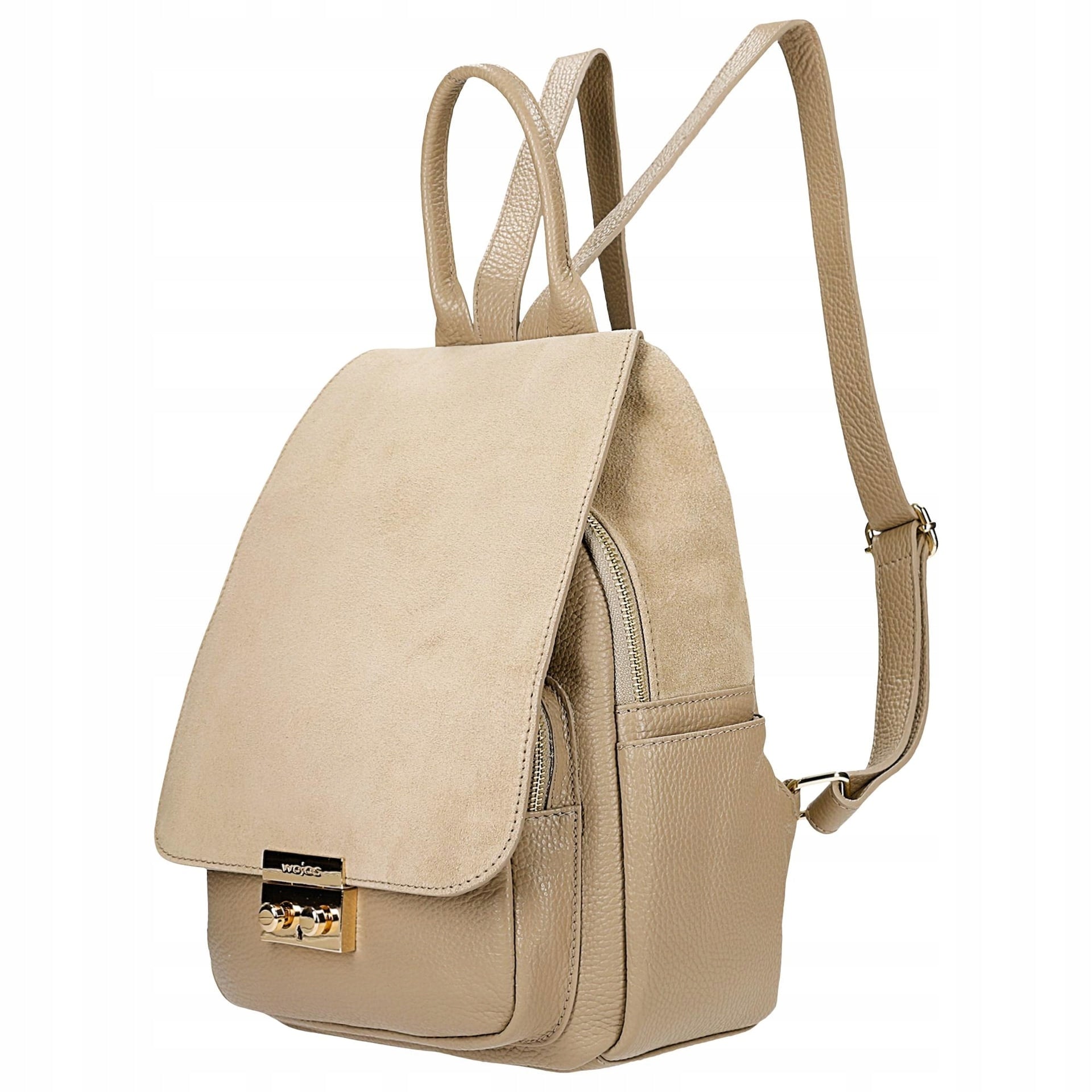 Beige women's backpack with combined leathers Brand Wojas