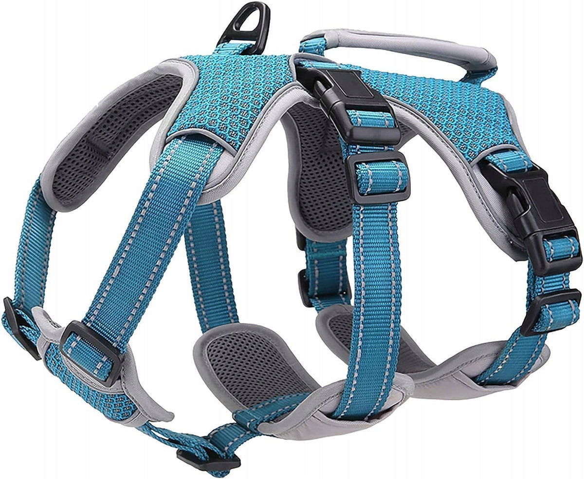 Belpro Pressure-Free Dog Harness, Size L, Blue, Reflective