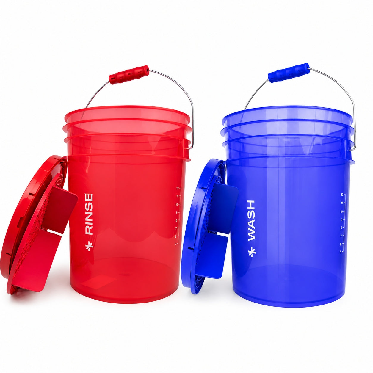 BenBow set of 2 WASH RINSE buckets with separators and lids