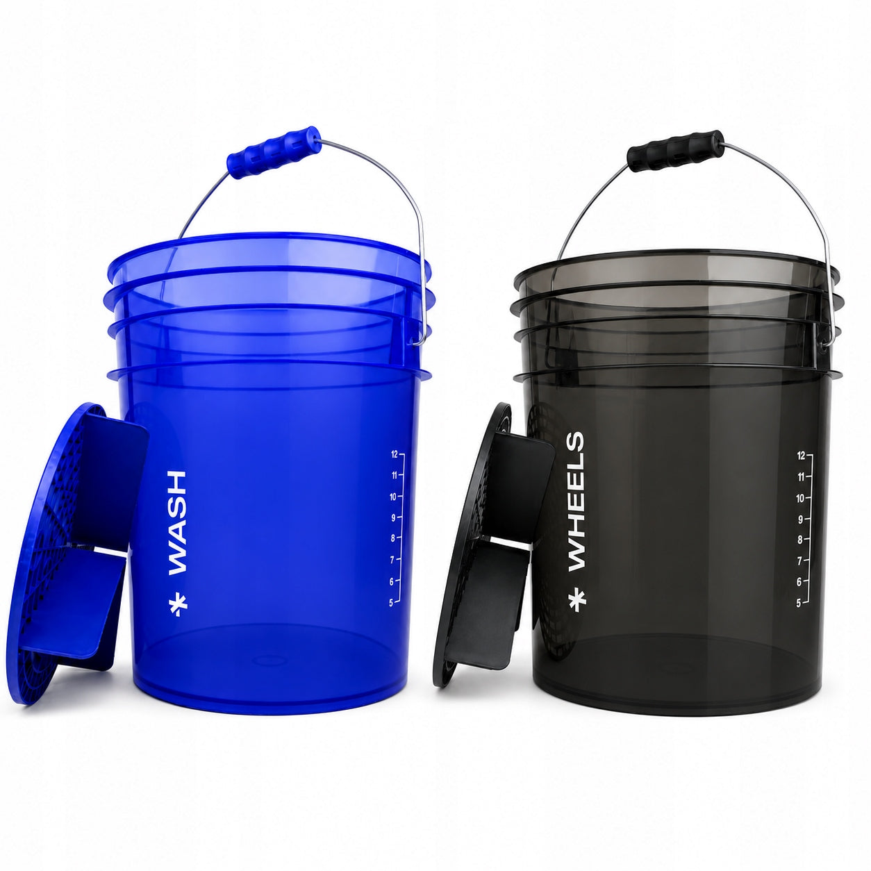 BenBow set of 2 transparent WASH / WHEELS buckets with separators