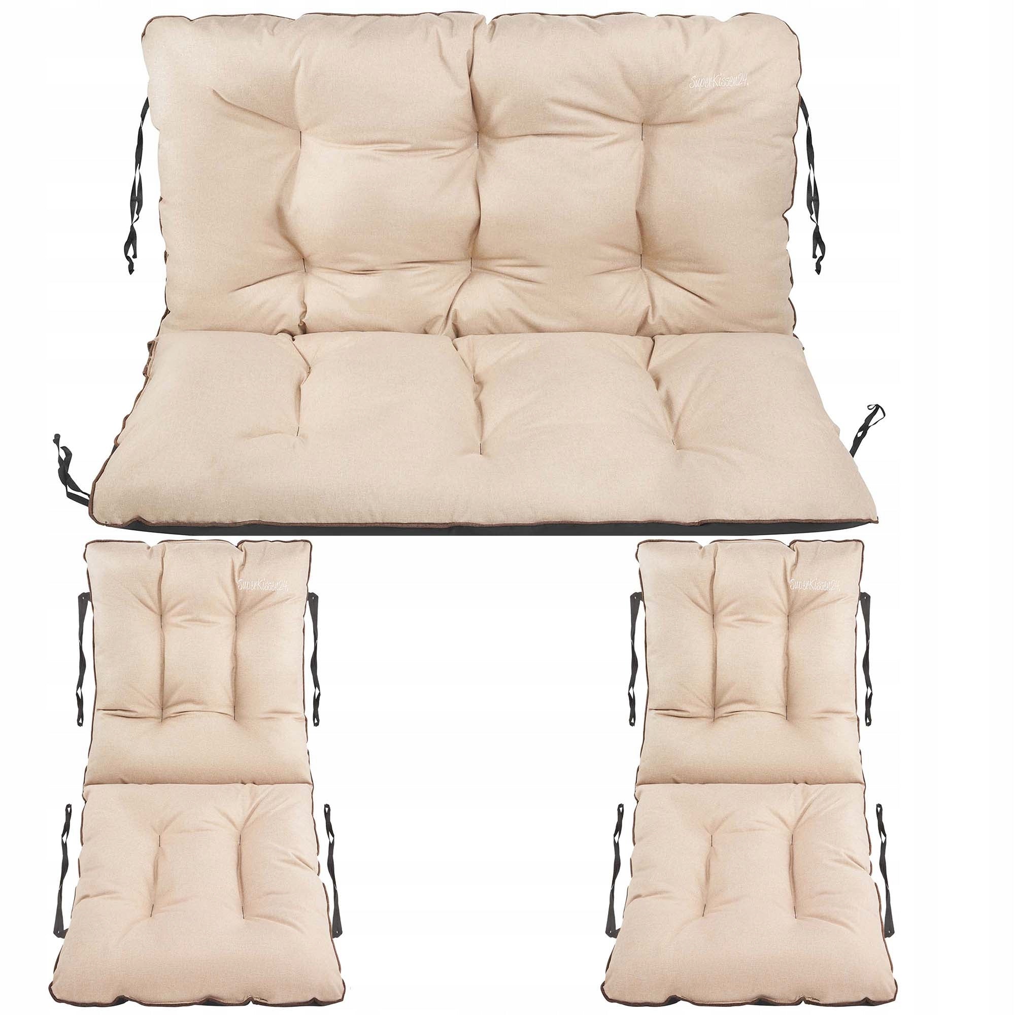 Bench cushion 120x60x50 rattan 2+1 beige linen