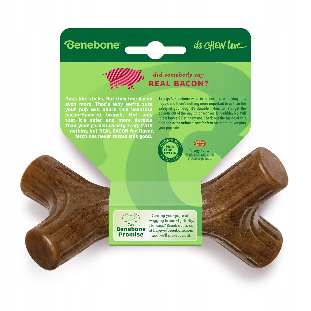 Benebone Stick Bacon Durable Premium Dog Teether S Flavor pork